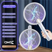 OBOVAY 2-In-1 180° Rotatable USB Rechargeable Electric Mosquito Swatter With UV Mosquito Killer Lamp, Home Use - Multicolor - View 3