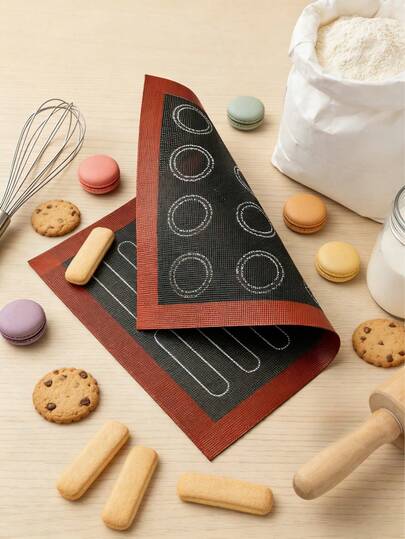 6pcs Premium Silicone Baking Mat With Perforated Design - Non-Stick, Easy-To-Clean Oven Microwave Liner & Macaron Pad, Ideal For Cookies, Pastry & More - Essential Kitchen Accessory For Home Baking