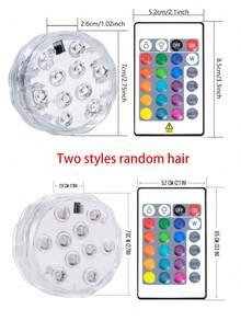 1/4/8 piezas Luces LED impermeables, luces sumergibles de 16 colores cambiantes con control remoto para acuario, jarrón, bañera, jacuzzi, Halloween, Navidad, piscina y decoración de fiestas - Blanco - Ver 10