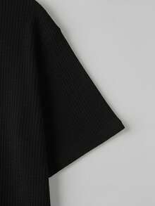 GRDR 男士纯色时尚百搭夏季户外休闲亨利领短袖T恤 - 黑色 - 查看 4