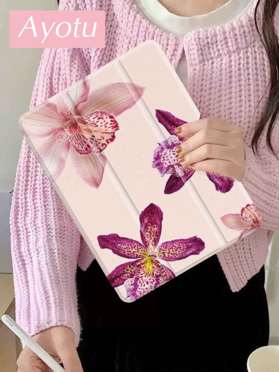 Ayotu 兰花图案平板电脑保护套和 Kindle 电子书保护套，兼容 iPad 第十代、11 英寸/Air 第四代/Air 第七代/9.7 英寸，兼容三星 Galaxy Tab A9 Plus，Kindle（第十一代 - 2024 版）（6 英寸），Kindle Paperwhite 第十二代 2024 版，时尚简约的图案使其成为绝佳的节日礼物。