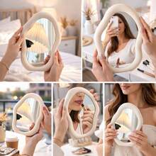 Wavy Tabletop Mirror | Elegant Minimalist Design For Dressing Table, Makeup, And Bedroom - Beis - Ver 4