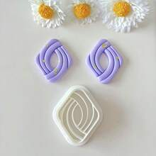 1pc/3pcs Geometric Shaped Soft Clay Earring Mold, DIY Jewelry Pendant Mold - White - View 6
