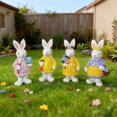Cozy Knit Easter Bunny Figurines – Perfect Spring Home Accent