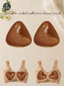 2 Packs Of Women's Triangle Double-Sided Self-Adhesive Breast Pads, Invisible Lifting Bra Pads, Reusable, Suitable For Sportswear, Swimwear, Etc. - Multicolor - View 14