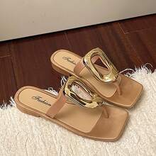 Sandalias de tacón alto para mujeres Sandalias elegantes de inspiración francesa para mujer. Ropa sofisticada de verano para exteriores. Nuevo estilo a la moda. Sandalias de suela gruesa con hebilla metálica cuadrada para exteriores. - Caqui - Ver 6