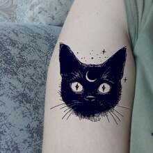 AMIFANS Temporary Tattoo Dark Demon Girl, Semi Permanent Tattoo,Lasting 1-2 Weeks Tattoo, Long Lasting Tattoo, Juice Tattoo, Realistic Tattoo, Romantic Tattoo, Fake Tattoo, Waterproof, Authentic Tattoo Look, Niche Design Tattoo, Fruit Tattoo, Plant-Based Tattoo - Black - View 4