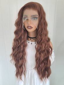 Synthetic Lace Front Wigs For Women Natural Hairline Synthetic Hair Lace Wig Long Brown Wig PrePlucked Cosplay Woman Wigs - 彩色 - 查看 5
