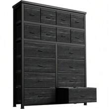 Beaully 16 Drawer Dresser For Bedroom, 51.2inch Fabric Chest Of Drawers Organizer Unit For Closets, Living Room, Hallway - 黑色 - 查看 3