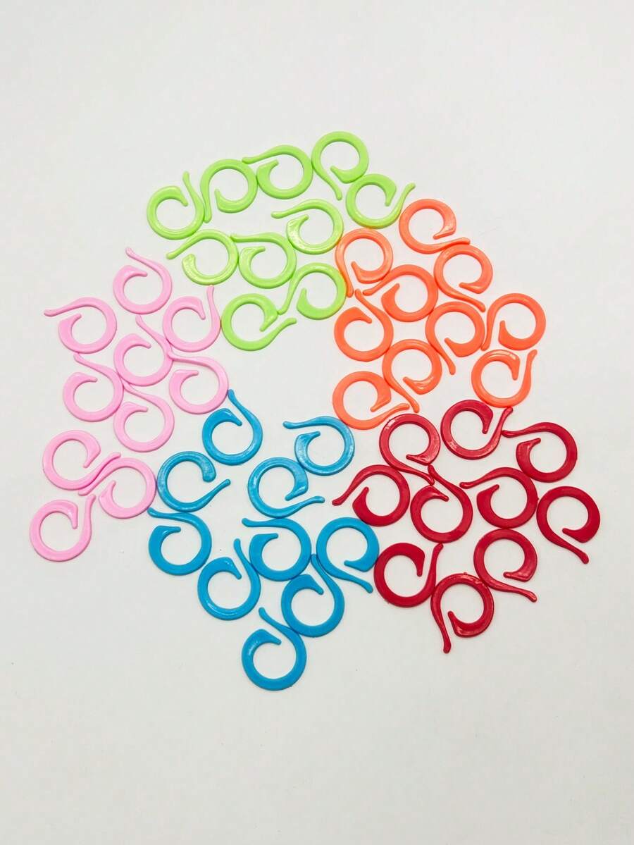 50 piezas de clips de marcador de punto y ganchillo con anillos de conteo grandes y abiertos de colores, anillos de contador de filas con bucle de coma - Anillo de conteo abierto de colores - Ver 1