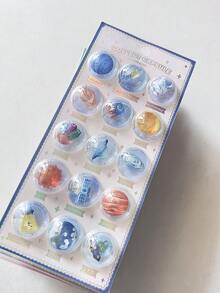 Pegatinas 3D en forma de cápsula, pegatinas 3D cristalinas con relieve ilustrado, pegatinas de recompensa educativas hechas a mano para decorar teléfonos y cámaras - Multicolor - Ver 10