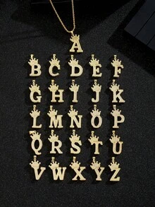 时尚嘻哈皇冠字母吊坠项链，女士字母项链，适合女孩，派对、生日礼物和日常佩戴 - 皇冠字母吊墜項鍊 - 查看 8