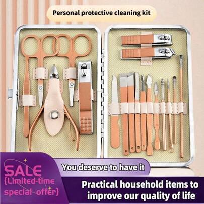 Professional Pedicure Set, Stainless Steel Nail Clippers, Nail Care Tool Set With Storage Box - Unisex Manicure And Pedicure Tools, Stainless Steel Nail Clipper Set With Ear Wax Remover And Nail File - Durable Portable Foot And Nail Care Tools For Fingernails And Toenails, TUER
