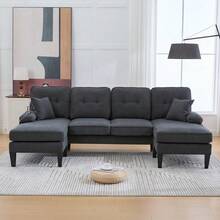 Sofas & Couches - Dark Gray + Linen + 4 Seat + Foam - View 8
