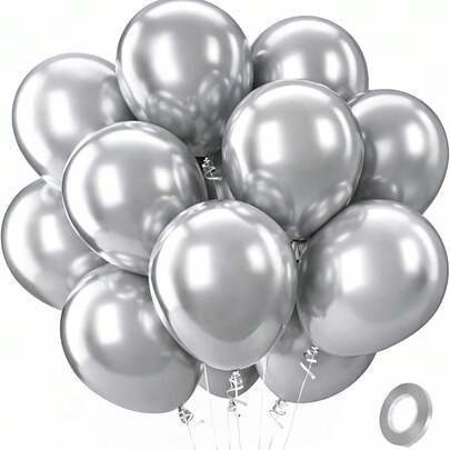 Metallic Silver Balloons, Thickened Metallic Silver Round Helium Balloons Suitable For Birthday Party Decor, Engagement Anniversary, Graduation, New Year, Birthday Decor, Party, Wedding, Garden, Bachelor Party, 18th Birthday