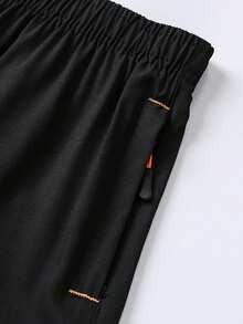 Women's Summer Sports Shorts, Zipper Pocket Design, Lightweight Breathable Fabric, Suitable For Running, Outdoor, Vacation And Casual Daily Wear - Black - View 5