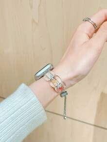 1 Pc Beautiful Imitation Crystal Metal Loop Compatible With Apple Watch Band For Women 38mm 40mm 41mm 42mm 44mm 45mm 46mm 49mm , Strap Compatible With Apple Watch Link Series Ultra S10 9/8/7/6/5/4/3/2/1 SE - Multicolor - View 4