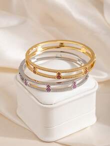 1pc Fashionable Exquisite Sparkling Cubic Zirconia Hollow Gourd Design Elegant Jewelry Gift For Women - Gourd Bracelet - View 5