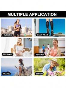 6 Pairs Women Men Socks, Soft Lightweight Knee High Tube Socks Unisex Low Pressure Socks Support Nurses,Running,Athletic,Travel, Fall - Multicolor 2 - View 3
