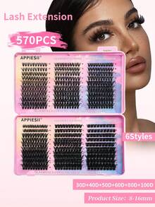 570/640 sợi mi giả mềm mại và cong, độ dày 30D/40D/50D/60D/80D/100D, hỗn hợp 8-16mm, 32 hàng, độ dày 0.07mm, mi giả lông chồn chống thấm nước, nhẹ, hiệu ứng 3D cho kiểu trang điểm từ tự nhiên đến ấn tượng, tiện lợi để sử dụng hàng ngày hoặc trong các dịp đặc biệt. - màu đen - Xem 2