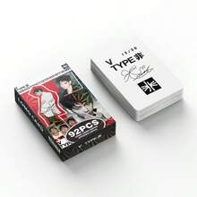 92张V字金泰亨照片卡贴纸，双面LOMO卡，庆祝礼品卡，粉丝应援照片贴纸LOMO卡（60张LOMO卡+32张贴纸），盒装收藏卡/贺卡/书签，主题LOMO卡贴纸套装，粉丝必备收藏品 - 彩色 - 查看 6