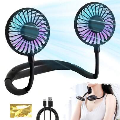 1pc Neck Hanging Fan, 1200mAh Battery Capacity Upgraded Version, Long-Lasting Battery Life, Suitable For Students, Office, Outdoor Travel, Perfect Gift, Essential For Holidays, Women's Day, Wedding Favors, Y2k, Bedroom, Women, Cute Stuff, Mother's Day Gift, Garden, Summer, Beach, Room Decor, Squishy, Beach Essentials, Graduation Season, Commencement, Congrats Grad, Graduation Party, Travel Hiking Essentials, Camping Essentials, Portable Tools, Summer Essentials, Summer Portable