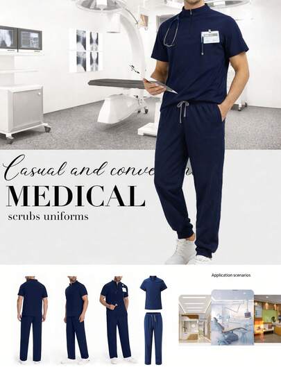 Conjunto de uniforme de enfermera/médico de manga corta para hombres, apto para la salud