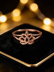 1枚925纯银镂空莲花戒指，小众优雅银饰，温柔风格戒指，送给女朋友的礼物 - 蓮花戒指 - 查看 2