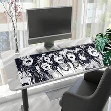 1 件装动漫人群欢呼游戏鼠标垫，黑白卡通艺术超大桌面垫，防滑橡胶底座防水键盘垫，完美适用于电脑游戏、办公、家庭使用 - 查看 1