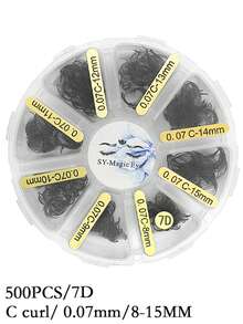 预制睫毛簇 500 根，4D-5D-6D-7D，手工预制睫毛簇，0.07mm 粗细，8-15mm 混合长度，C 卷度，适用于日常、婚礼、派对、化妆等场合。 - C - 查看 29