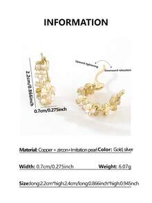 1 Pair Luxury Copper Geometric Floral Hoop Earrings, Elegant & Glamorous Party/Bridal Gift For Women - Round - View 2