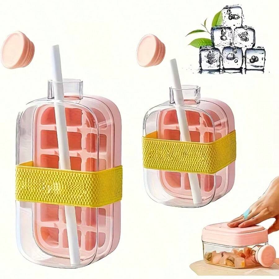 1 bình nước kiêm khay đá 2 trong 1 với nắp đậy cảm ứng và hệ thống làm đá nhanh - Thích hợp cho rượu whisky, bảo quản lạnh, sắp xếp tủ lạnh và làm đá viên bằng nhựa. Lý tưởng cho các bữa tiệc, quán bar, phụ kiện nhà bếp và cắm trại ngoài trời.