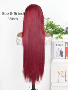 8-36英寸 99j 酒红色蕾丝前假发，真人混纺发丝，13x4 酒红色假发，180% 密度，酒红色直发蕾丝前假发，预先拔毛，无胶前额假发，女士款（混纺假发 - 真人发丝与合成纤维混合）真人混纺假发/女士真人混纺假发/真人混纺蕾丝前假发/无胶假发/漂白发结/预先拔毛/蕾丝假发/提升您的造型/增强自信/完美礼物 - S99J - 查看 3