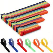 100 piezas de bridas de nailon reutilizables, correas de colores multicolor con agujeros, organizador de cables fuerte para oficina, hogar, cables de datos, auriculares - 100 piezas - Ver 3