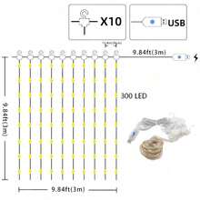 3 Meters X 3 Meters 300 LED String Lights, 8 Modes, USB Powered, Suitable For Indoor/Outdoor, Room, Wall, Wedding, Party, Christmas Decor - Multicolor - View 10