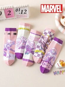 1/5/10 Pairs Kids Socks With Marvel Superhero Spider-Man Design, Boys' Mid-Calf Socks, Korean Cartoon Style, Girls' Socks, Spring/Summer - Multicolor - View 7