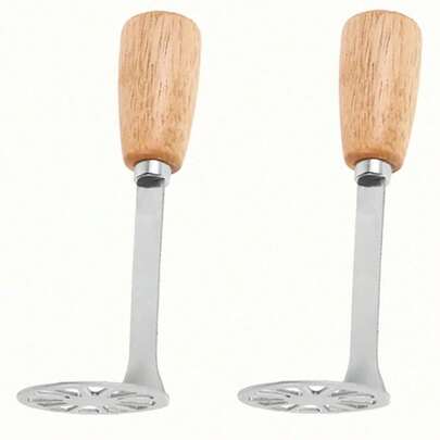 1pc Mini Potato Masher, Manual Mashing Kitchen Tool, Wooden Handle, Stainless Steel Masher, Suitable For Potatoes, Avocados, Beans, Vegetables, Fruits, Perfect For Preparing And Mashing Various Types Of Food, Mashing Tool, Kitchen Tool, Homecoming Season, Home Decoration, Gifts For Women, Gifts For Men, Gifts For Friends