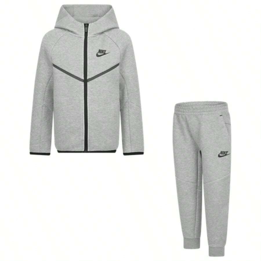 Nike Tech Fleece Full-Zip Set Kid Grey-86M880-042 | Everyday Versatile, Comfortable Fit - Grey - View 1