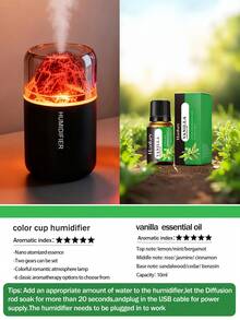 1 pieza Humidificador de volcán colorido de 180ml, adecuado para habitaciones, alimentado por USB, 2 modos de funcionamiento, luz LED de 7 colores, niebla silenciosa, purificador de aire eléctrico para el hogar, lámpara de aroma con efecto de volcán y difusor de aceites esenciales, excelente para la decoración interior - Blanco y Negro - Ver 17