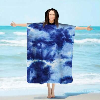Microfiber Beach Cloak Hooded Towel, Quick Dry Absorbent Swimwear
