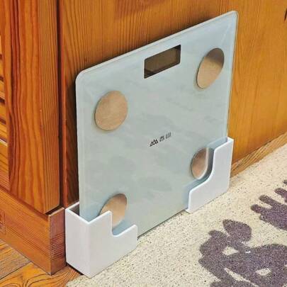 2pcs/Set Wall-Mounted Weight Scale Storage Rack - Seamless Adhesive Installation, Durable Plastic Space-Saving Design, Suitable For Bathroom And Home Gym, Compatible With Body Fat Scale And Fitness Equipment, Bathroom Storage Rack, Fashionable Appearance, Installation, Storage Box