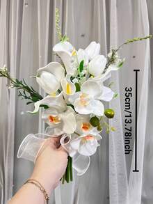 浪漫白色郁金香人造花束，婚礼摄影道具，新娘捧花，婚礼，情人节，家居装饰，礼物，生日，毕业典礼 - 彩色 - 查看 8