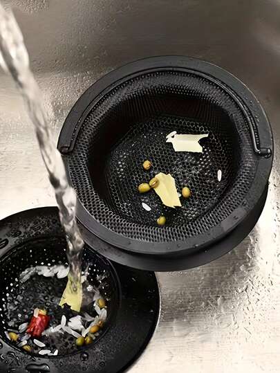 Filtro de acero inoxidable para fregadero de cocina, pantalla anti-bloqueo para desagüe de piso con mango, filtro de fregadero de cocina para residuos de alimentos y desagüe de piso