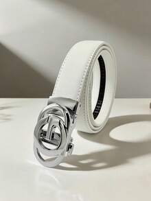 男士白色自动扣皮带，时尚商务休闲皮带，适合婚礼及正式场合，送给丈夫和父亲的礼物 - 彩色 - 查看 1