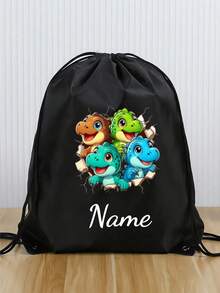 This Customized Drawstring Large Capacity Backpack Features A Dinosaur Print Pattern, Very Suitable For Sports Or Cycling. You Can Also Customize It With Your Name Or Holiday Greetings Printed On It. - Multicolor - View 12