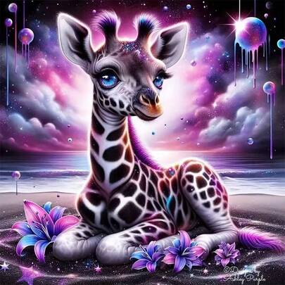 1pc [30*30cm/11.8*11.8in][40*40cm/15.7*15.7in]5D Acrylic Diamond Painting Kit, Giraffe Pattern, Suitable For Adult Beginners DIY Mosaic Diamond Art, Full Drill Handmade DIY Diamond Painting, Applicable For Living Room, Bedroom, Office Wall Decor Painting, Surprise Art Home Decor Gift For Family And Friends
