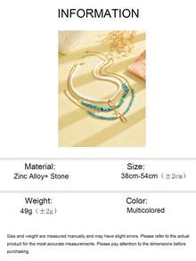 3件套软陶绿松石项链，配金属贝壳、海螺、海星吊坠，适合日常佩戴和海滩度假 - 彩色 - 查看 5