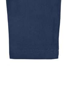 女士夏季圆领短袖T恤短裤套装，纯色休闲两件套 - 藏藍 - 查看 6