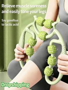 1 Pc 9-Wheel Ring Leg Massager, Multifunctional Rolling Clip Leg & Body Massager With Flexible Roller Design, Handheld Manual Massage Tool For Soothing Muscles, Relaxing Meridians, Relieving Tightness And Fatigue - Multicolor - View 2