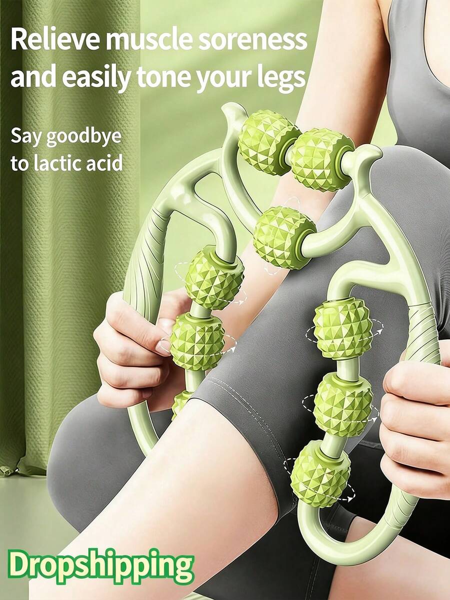 1 Pc 9-Wheel Ring Leg Massager, Multifunctional Rolling Clip Leg & Body Massager With Flexible Roller Design, Handheld Manual Massage Tool For Soothing Muscles, Relaxing Meridians, Relieving Tightness And Fatigue